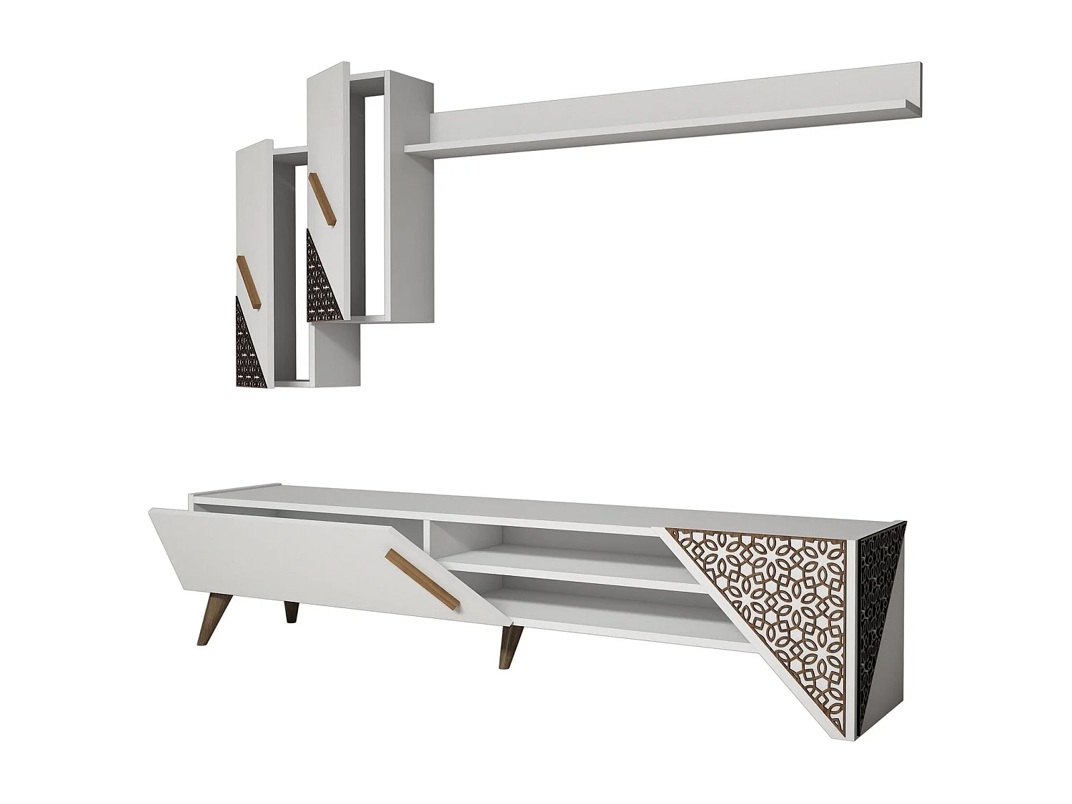 Mueble de TV moderno – 180x40x37 cm – Blanco – Melamina