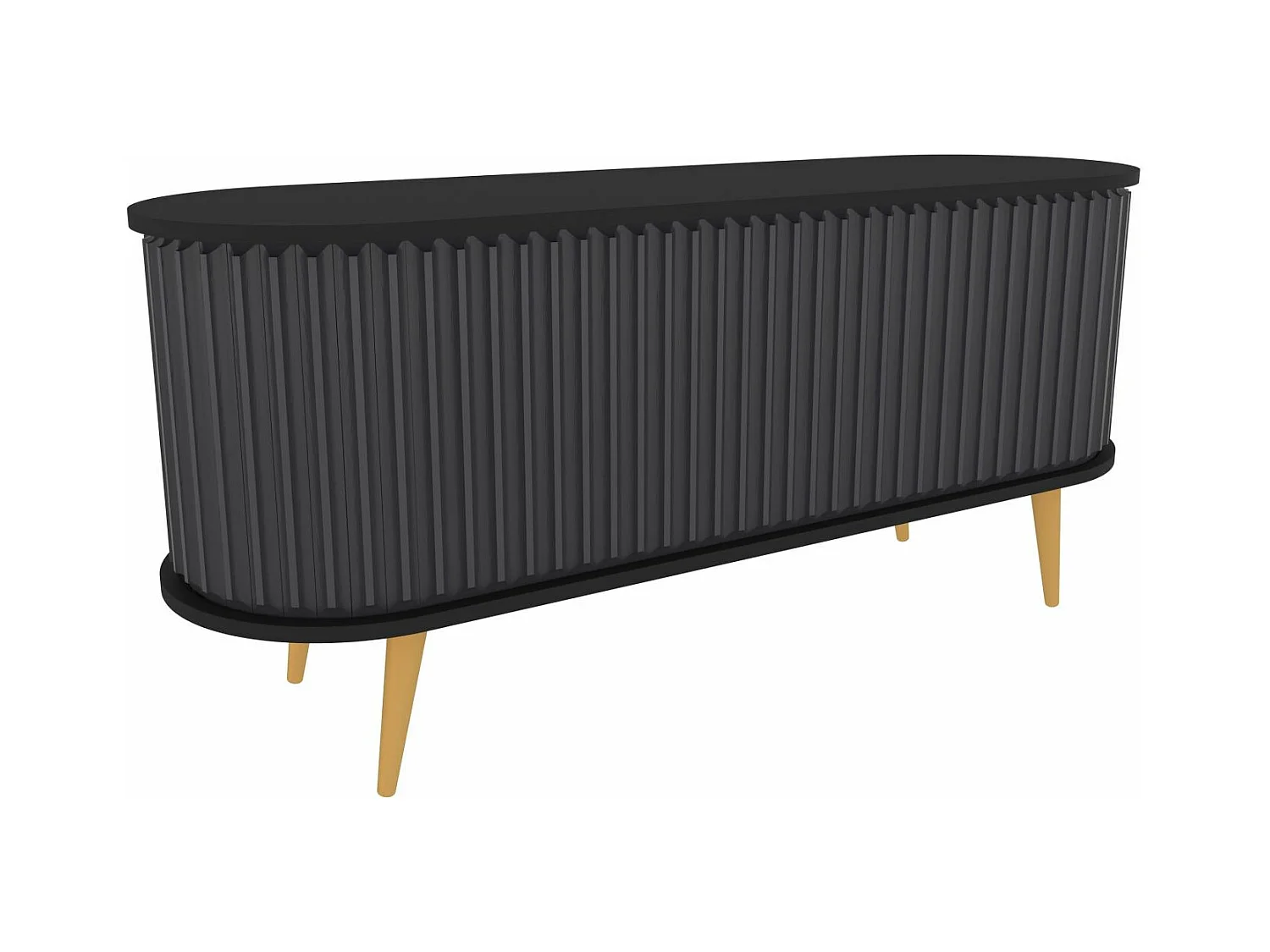 Meuble TV portes coulissantes Natera 140cm Noir et Anthracite