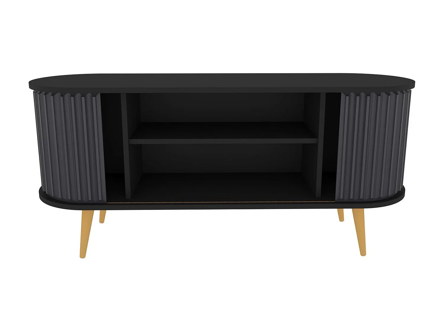 Meuble TV portes coulissantes Natera 140cm Noir et Anthracite