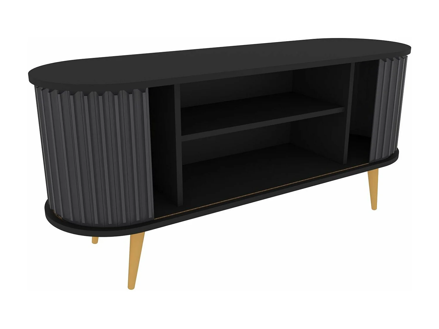 Meuble TV portes coulissantes Natera 140cm Noir et Anthracite