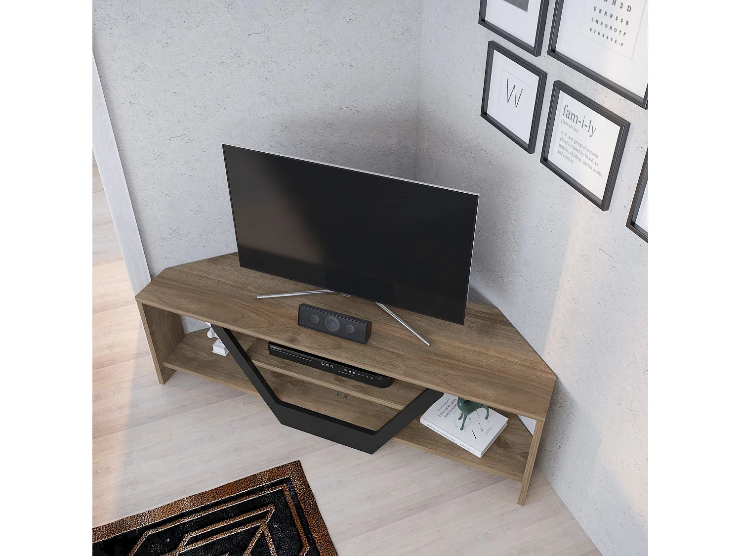 Elegante tv-standaard, walnoot en zwart, 120 x 35 x 36,8 cm | 100% melamine gecoate spaanplaat, 18 mm dik | Modern design voor woonkamers en entertainmentruimtes