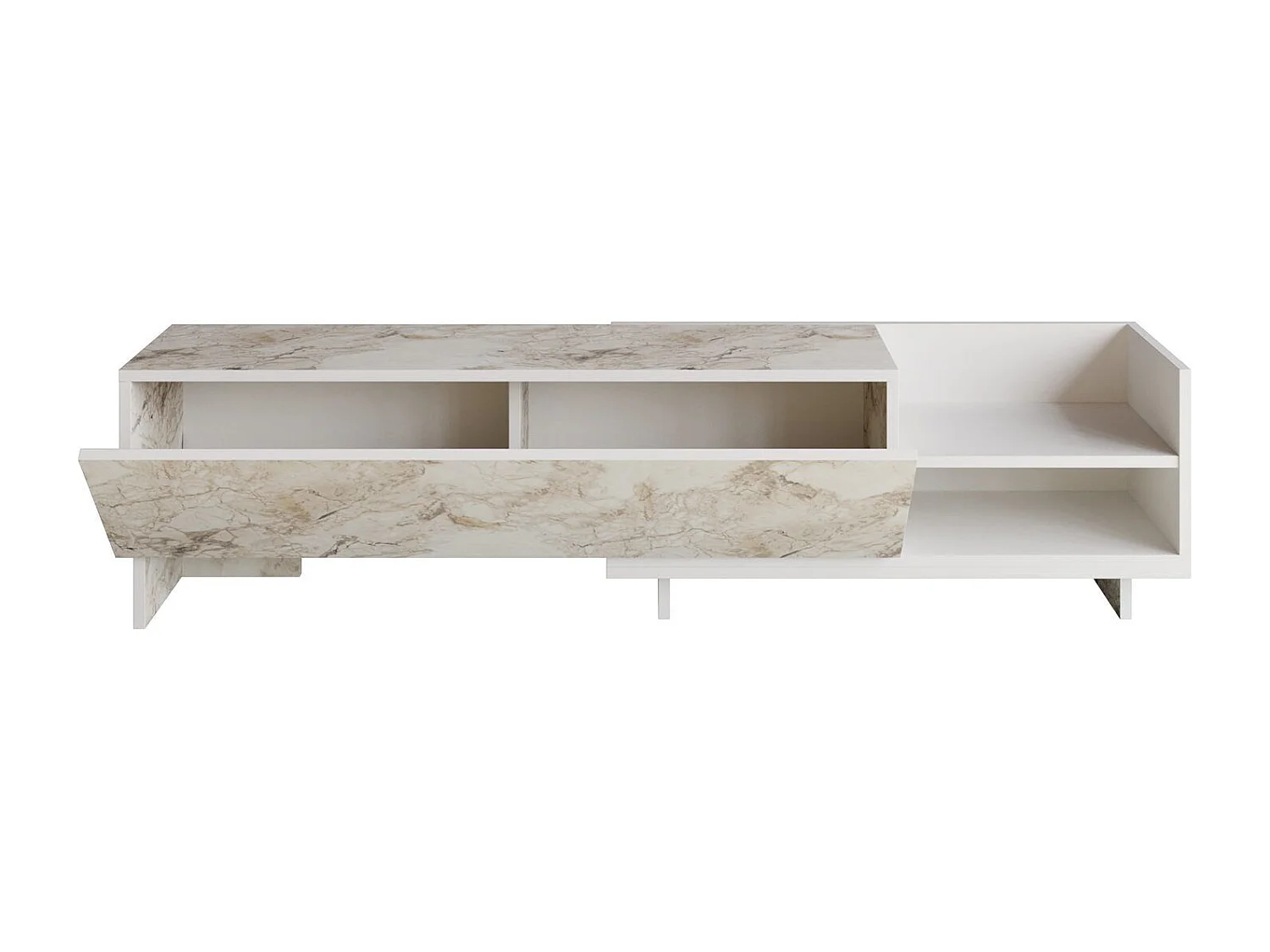 Mueble de TV moderno, blanco, 165 x 35 x 41 cm | Tablero de partículas 100 % melaminizado, 18 mm de grosor | Elegante diseño en antracita para salones con estilo.