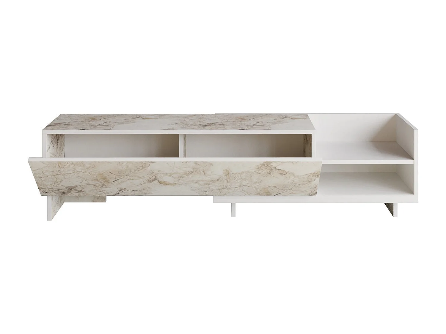 Mueble de TV moderno, blanco, 165 x 35 x 41 cm | Tablero de partículas 100 % melaminizado, 18 mm de grosor | Elegante diseño en antracita para salones con estilo.
