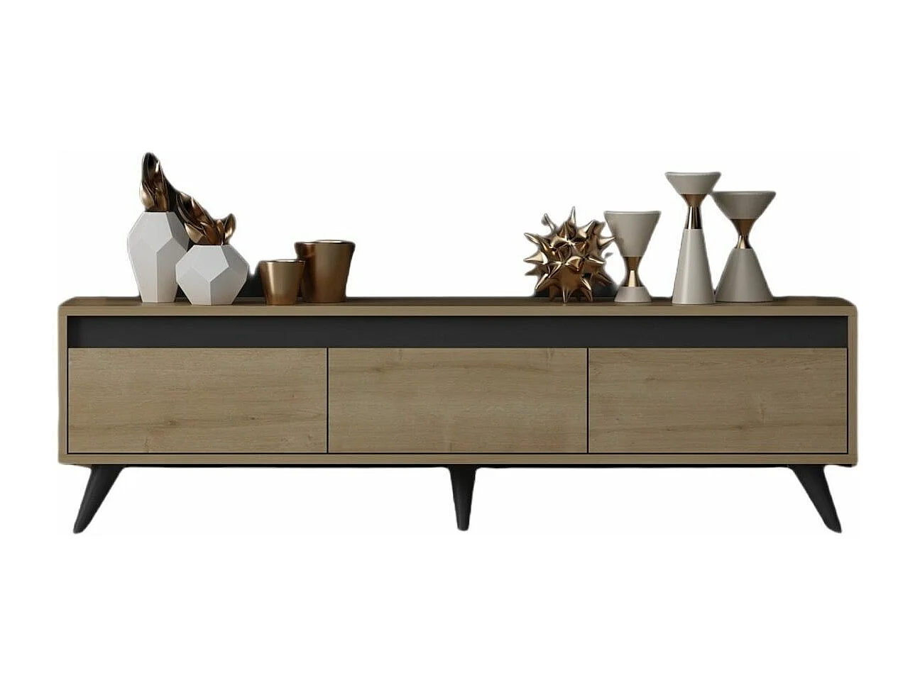 Meuble TV moderne Scorpii L150cm Chêne clair