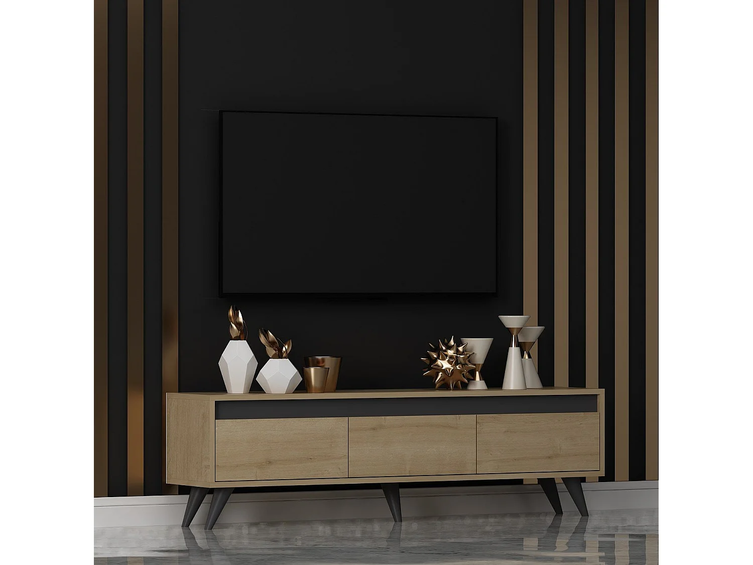 TV-Ständer – 150 cm x 30 cm x 45 cm – Saphir-Eiche – MDF