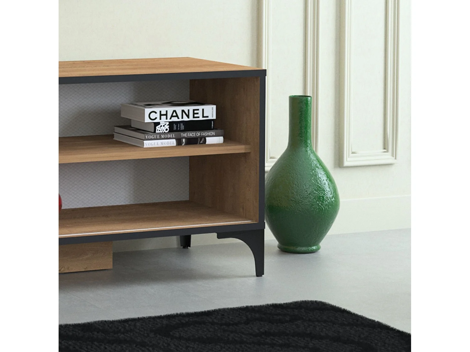 Szafka RTV z melaminy – 125 cm x 54 cm x 42 cm – Dąb – Płyta wiórowa