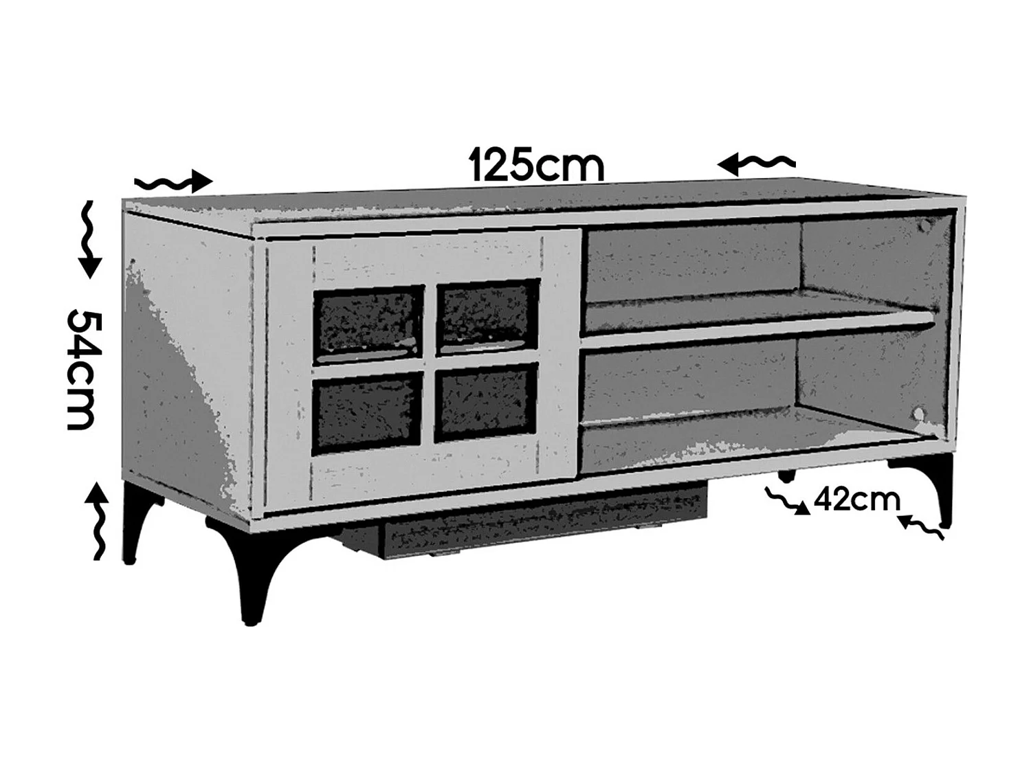 Szafka RTV z melaminy – 125 cm x 54 cm x 42 cm – Dąb – Płyta wiórowa
