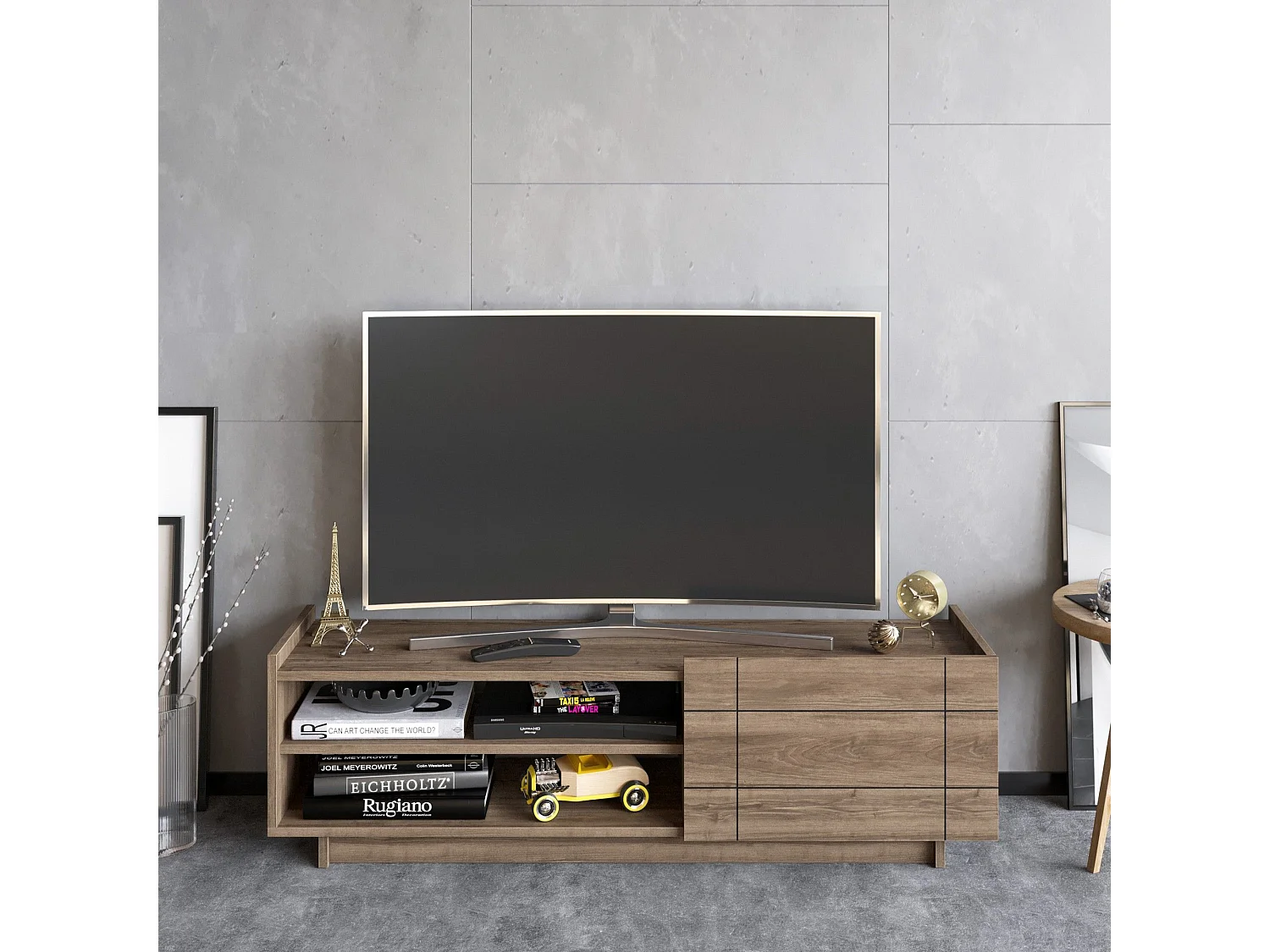 Mueble de TV – 140 cm – nogal – tablero de partículas revestido de melamina