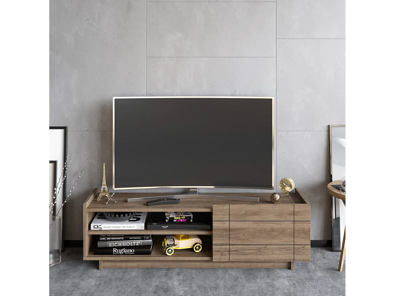 Mueble de TV – 140 cm – nogal – tablero de partículas revestido de melamina