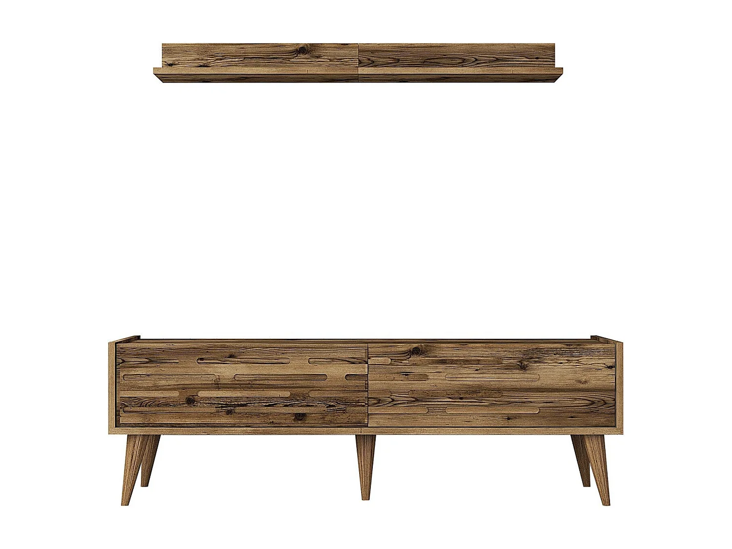 Elegante mueble de TV – 140 cm de ancho – nogal – melamina