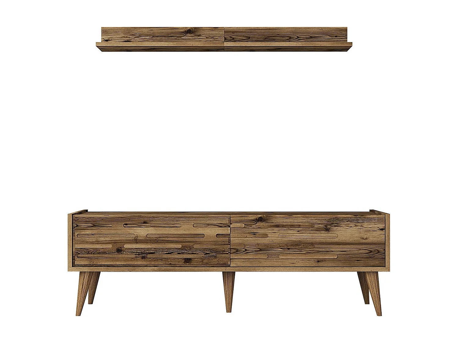 Elegante mueble de TV – 140 cm de ancho – nogal – melamina