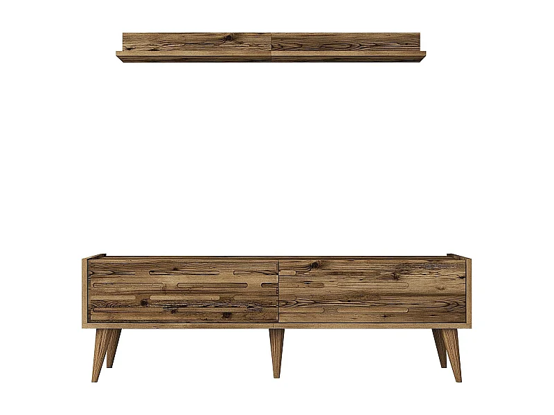 Eleganter TV-Ständer – 140 cm breit – Walnuss – Melamin