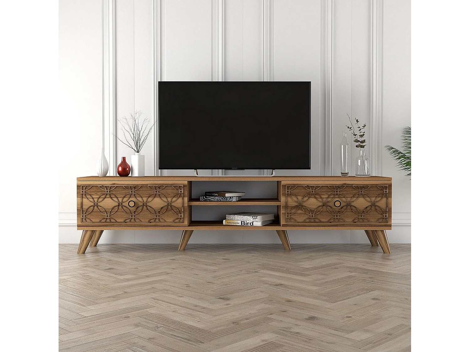 Mesa de tv Kailua 1166, Nogal, 180x44x35cm