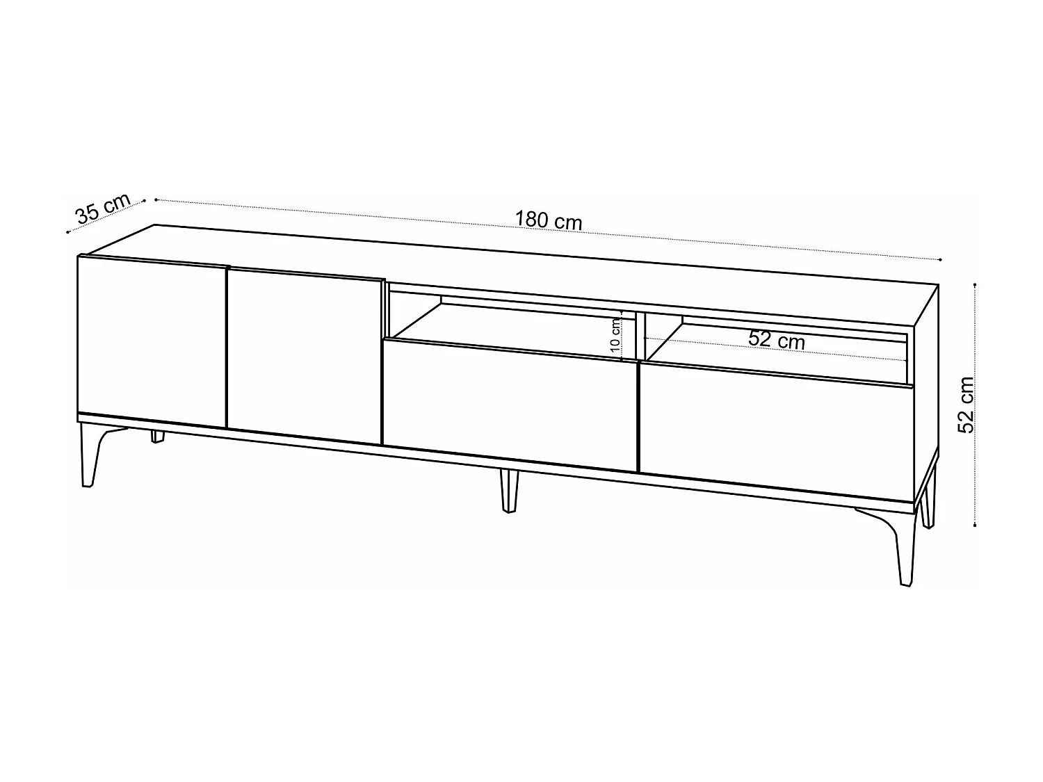 Mesa de tv Kailua 1730, Roble, 180x52x35cm