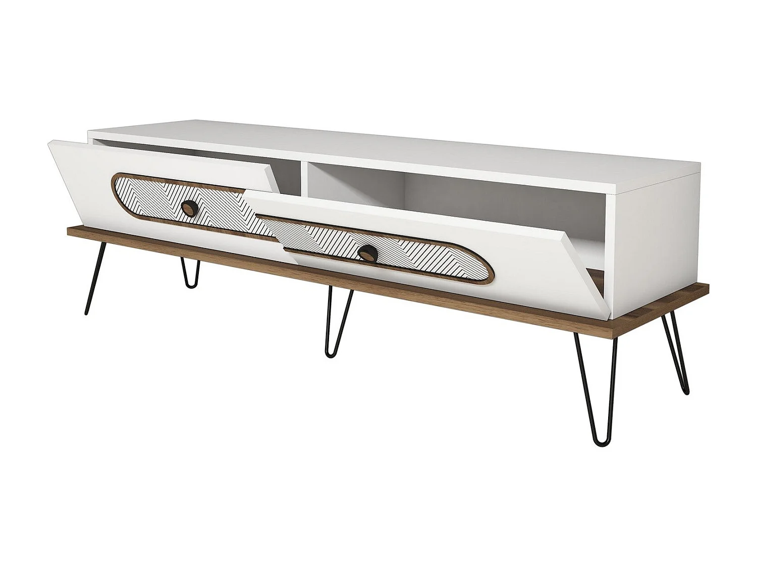 Mueble de TV moderno – 145 x 45 x 40 cm – Blanco – Tablero de partículas revestido de melamina