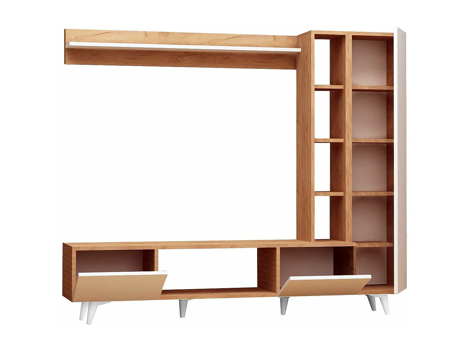 Mueble de TV moderno – 170 x 37 x 37 cm – Roble y blanco – Melamina