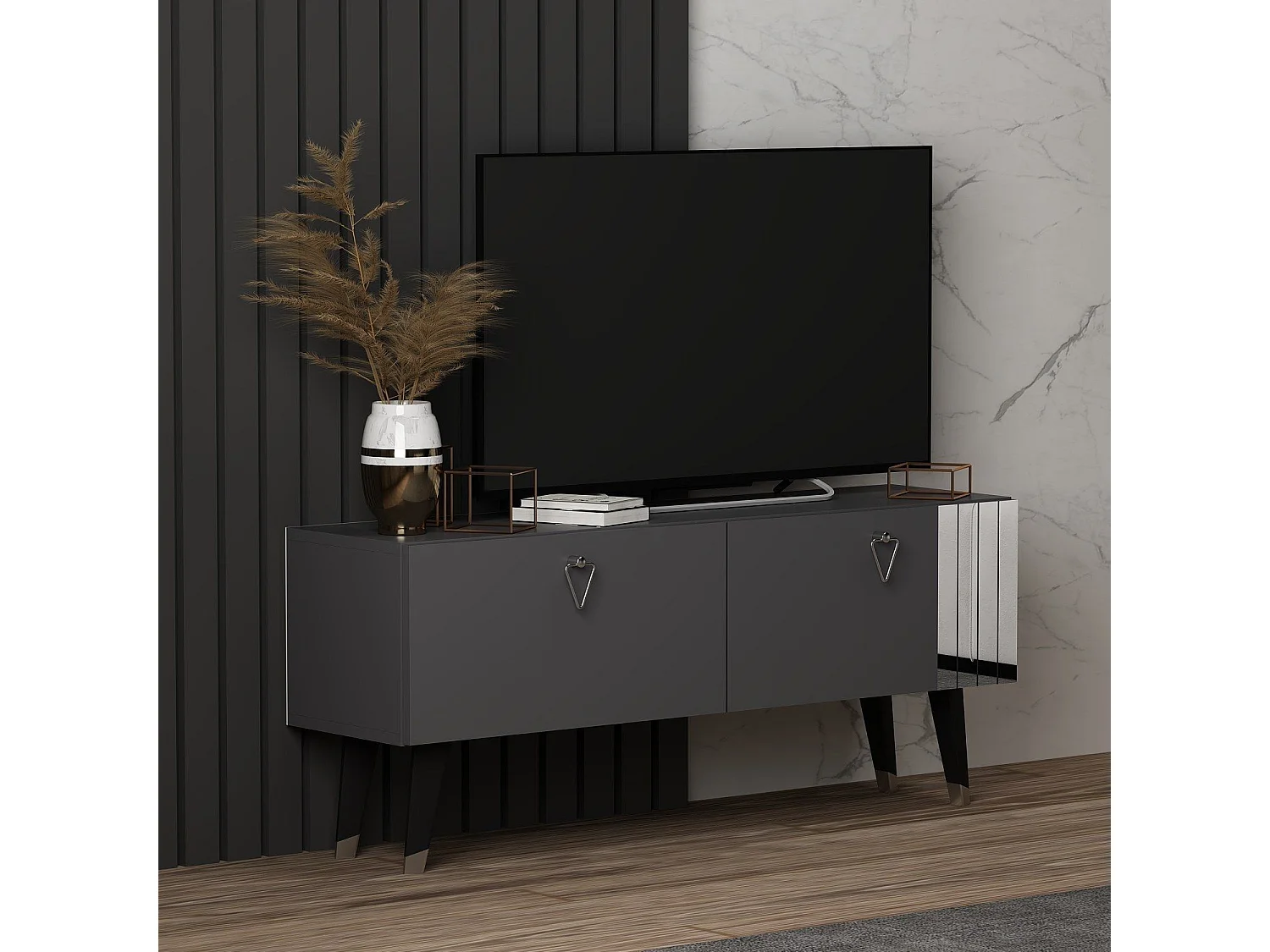 Mueble de TV – 120 cm x 30 cm x 50 cm – Antracita – Tablero de partículas