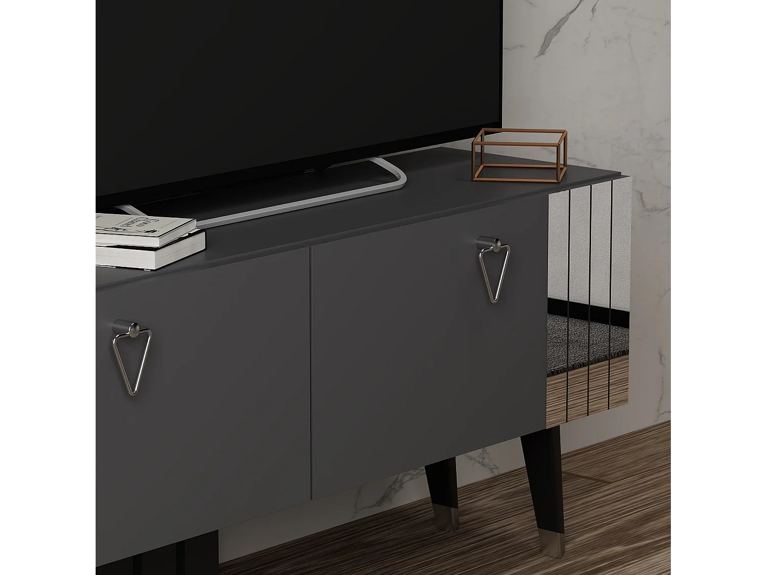 Mueble de TV – 120 cm x 30 cm x 50 cm – Antracita – Tablero de partículas