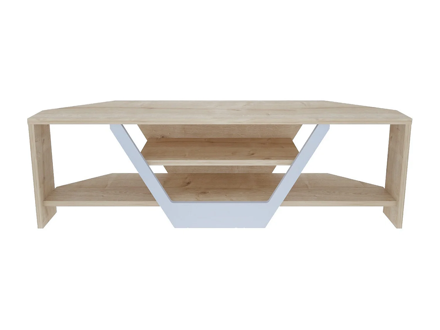 Scandinavische tv-standaard, wit en eiken, 120 x 35 x 36,8 cm | 100% melamine gecoate spaanplaat, 18 mm dik | Stijlvol en functioneel voor moderne woonkamers