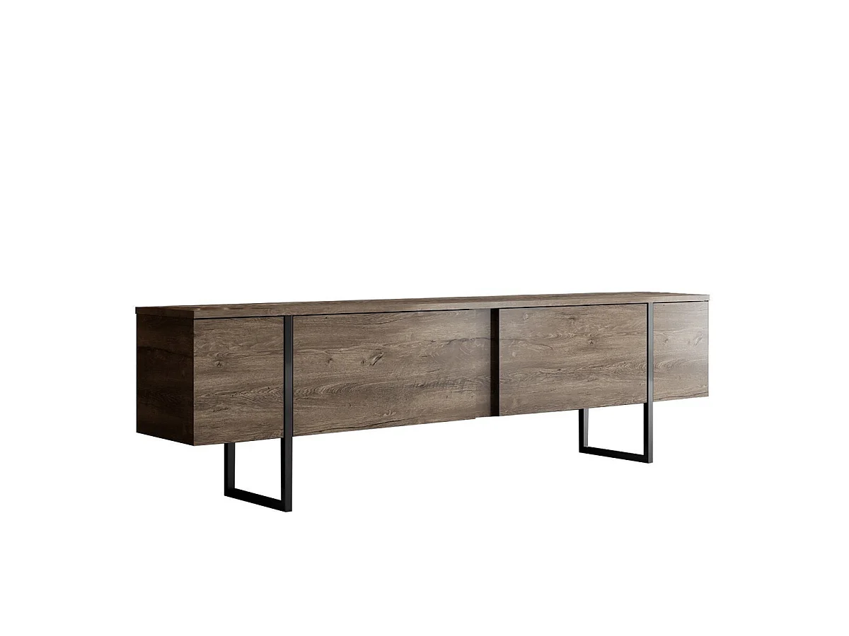 Mesa de tv Kailua Z100, Negro|Nogal, Número de puertas: 2.00, 180x50x30cm