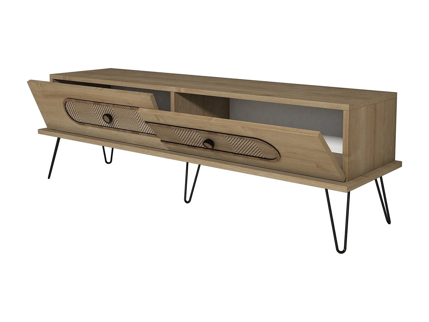 Meuble TV Dover L145cm Bois foncé et Chêne clair