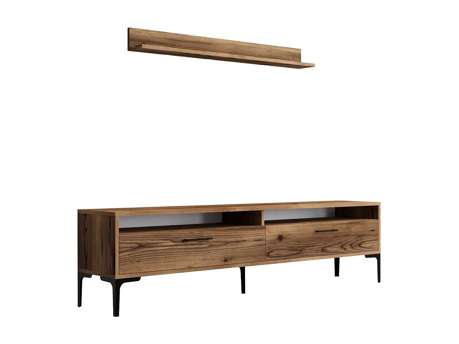 Mueble de TV – 180 cm – Nogal – Tablero de partículas recubierto de melamina