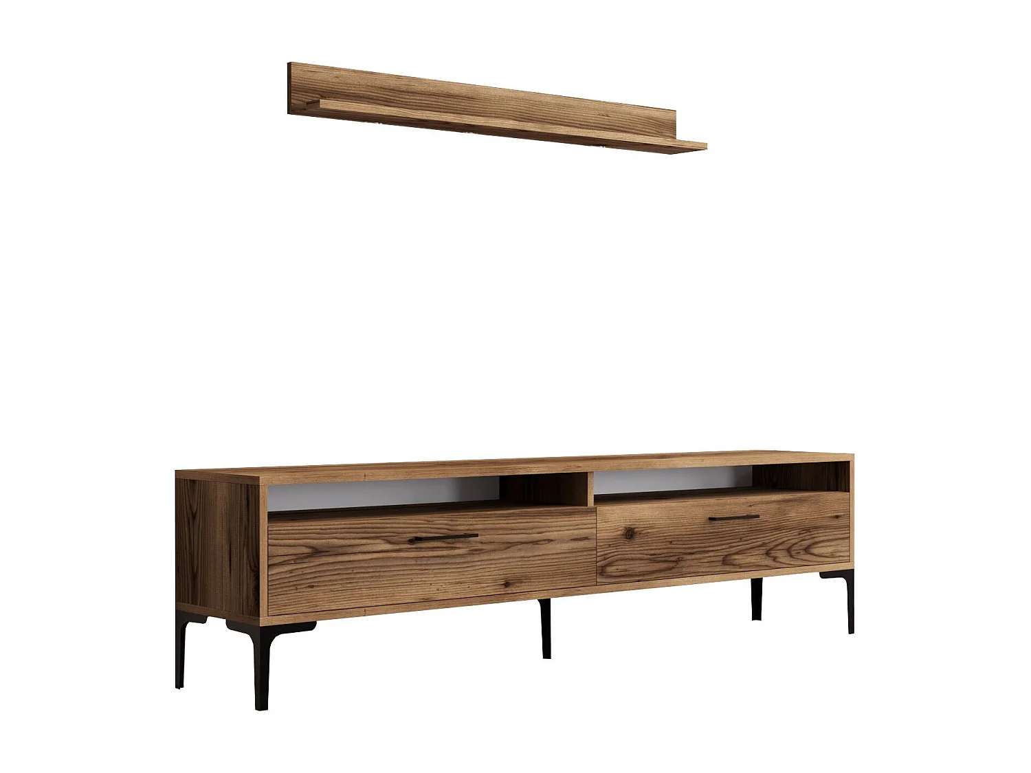 TV-Ständer – 180 cm – Walnuss – Melaminbeschichtete Spanplatte