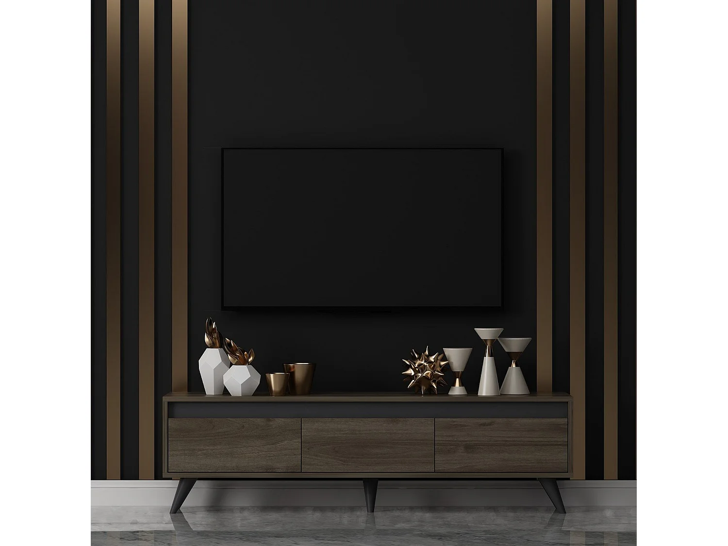 TV-Ständer – 150 x 30 x 45 cm – Walnuss – Melaminbeschichtete Spanplatte