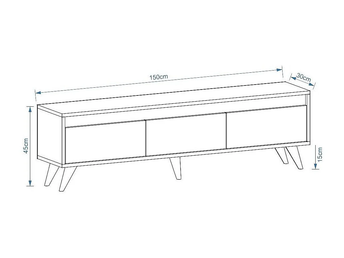 TV-Ständer – 150 x 30 x 45 cm – Walnuss – Melaminbeschichtete Spanplatte