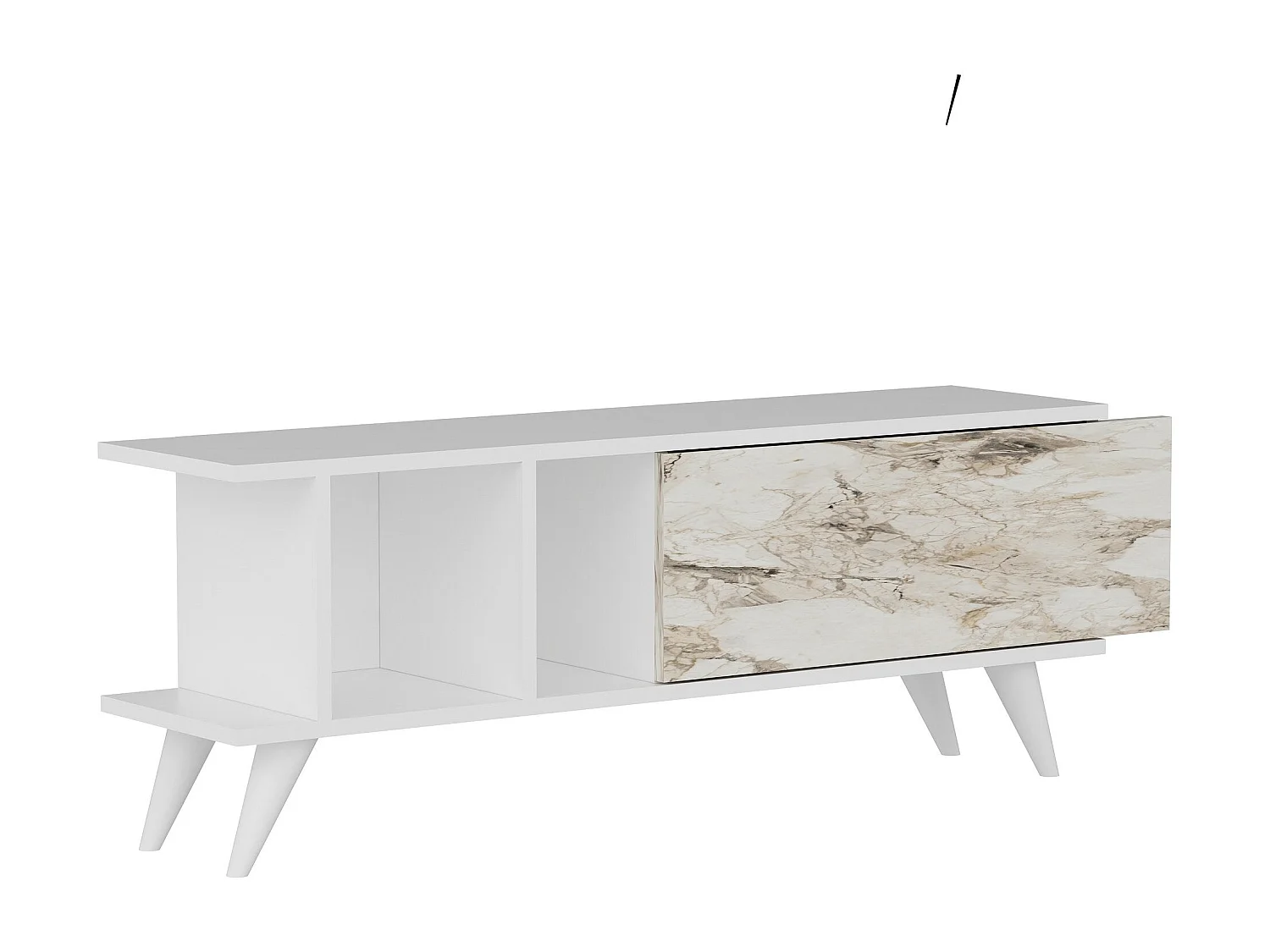 Mesa de tv Kailua 1952, Mármol blanco|Blanco, 120x45x30cm