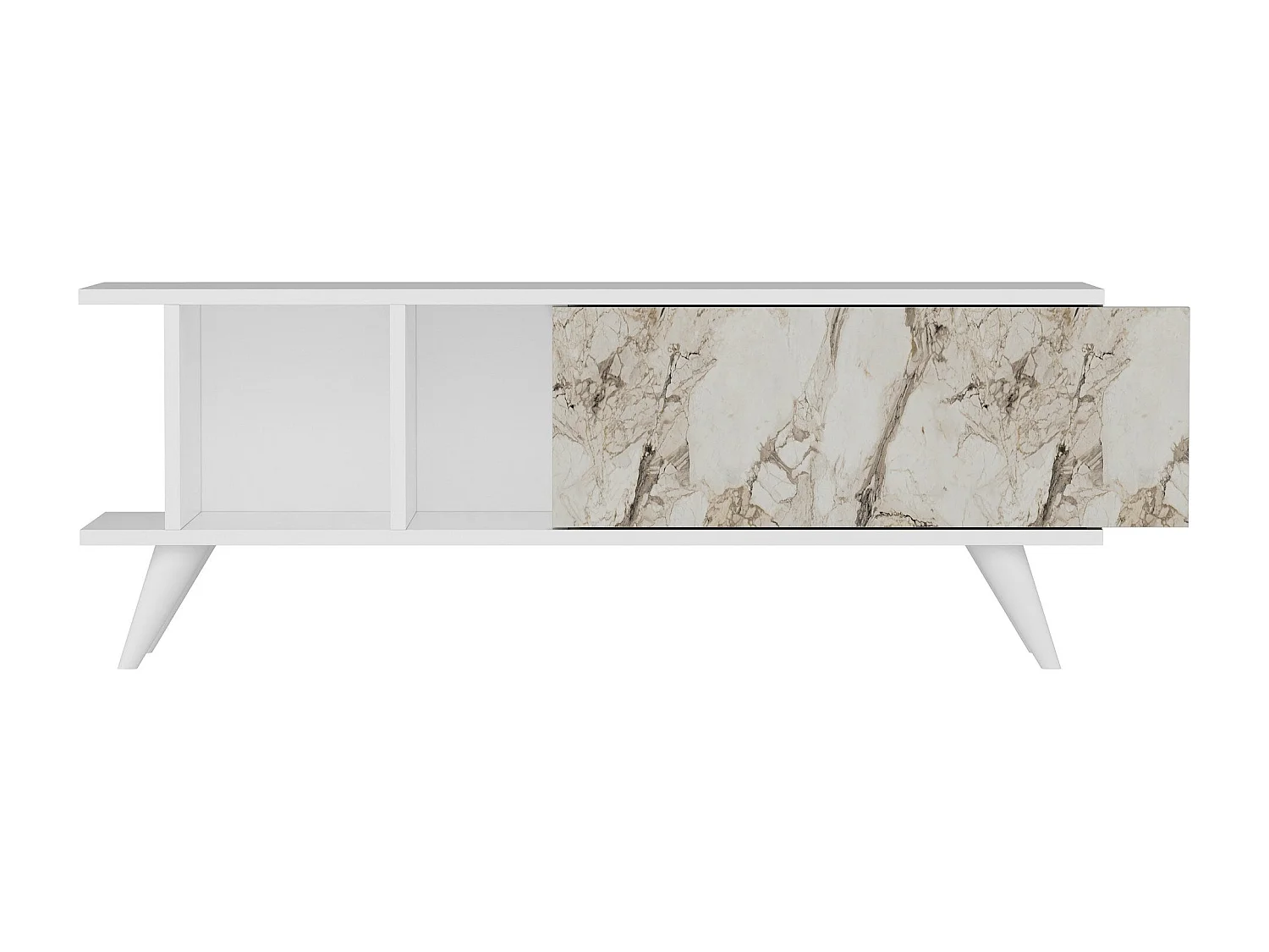 Mesa de tv Kailua 1952, Mármol blanco|Blanco, 120x45x30cm