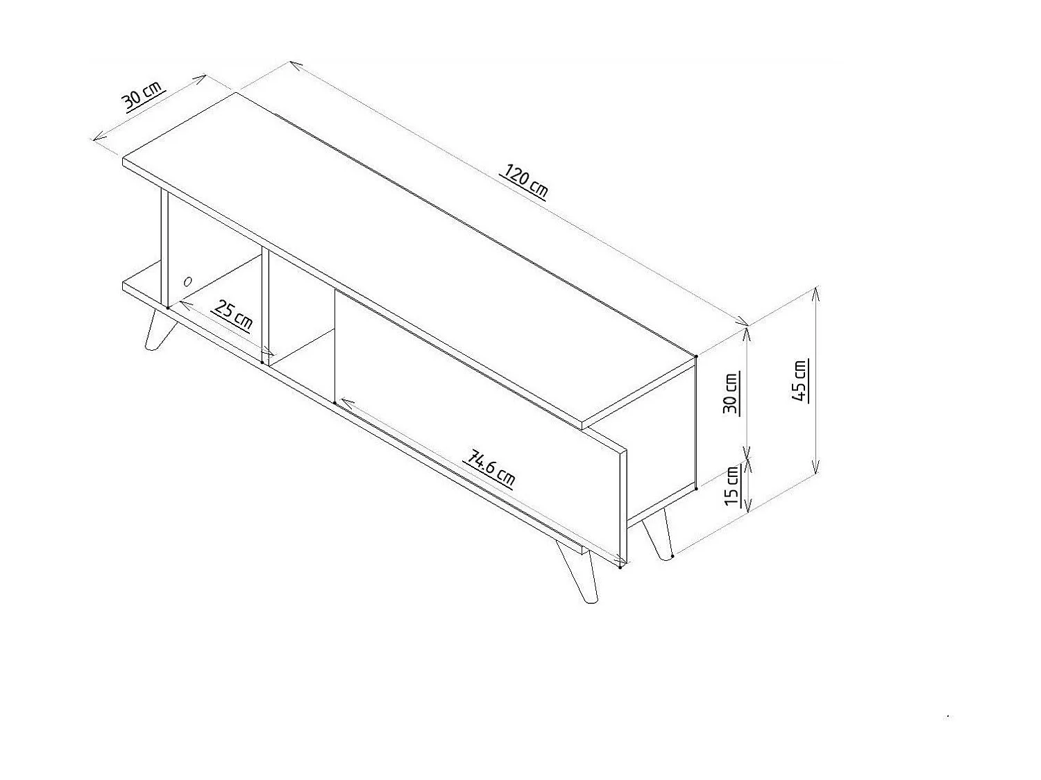 TV-Ständer – 120 cm x 30 cm x 45 cm – Weiß und Marmor – MDF