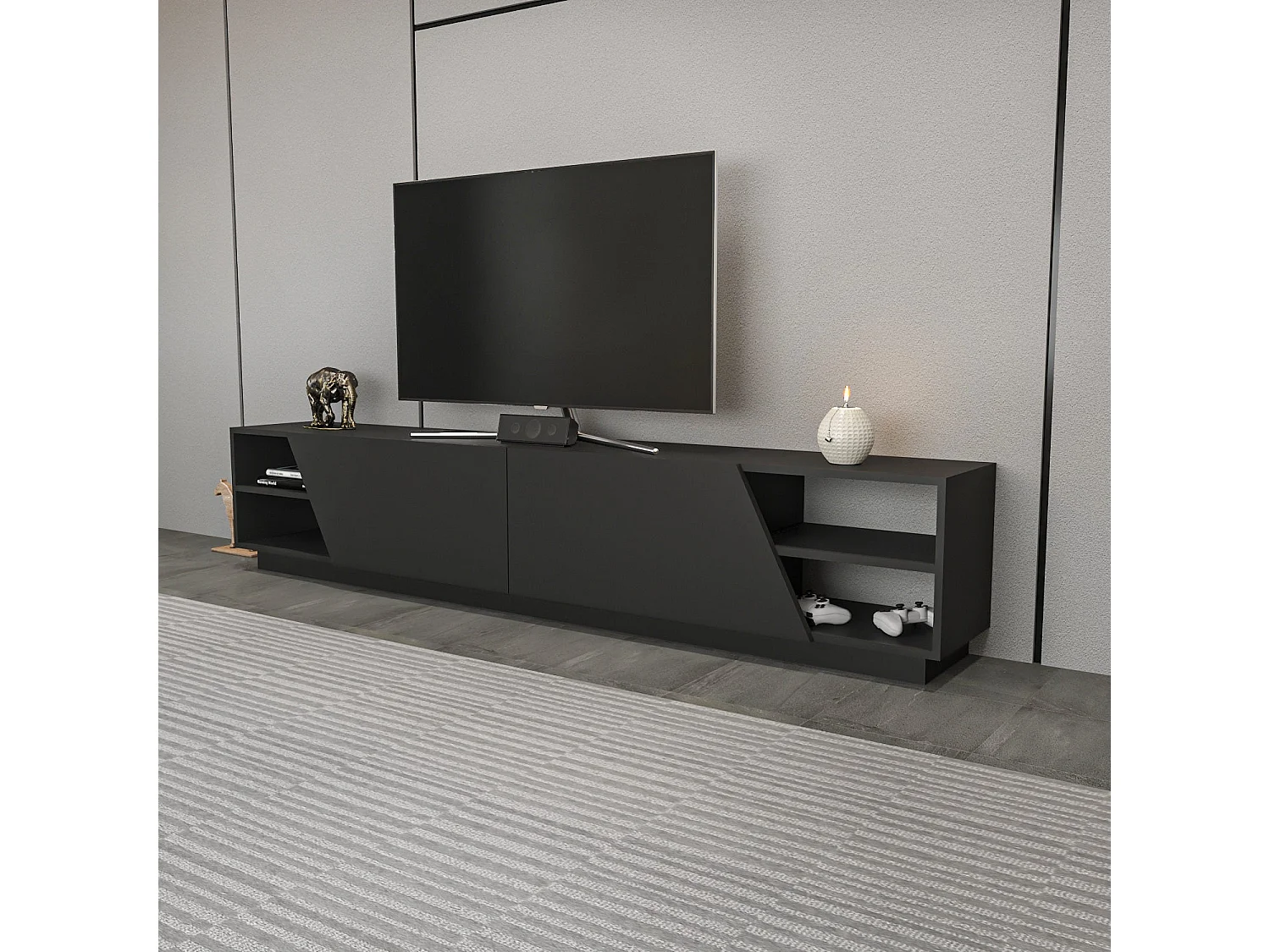 Meuble TV modernes Herold L240cm Anthracite