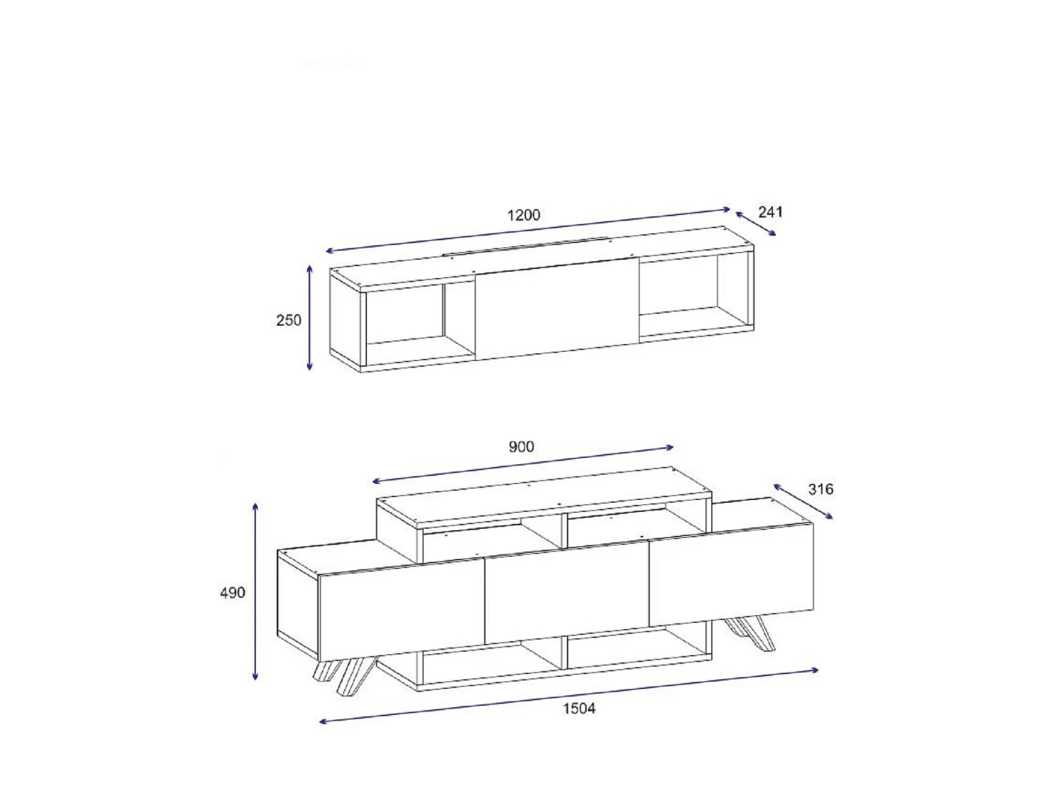 Mesa de tv Kailua 1849, Nogal, 150x49x32cm