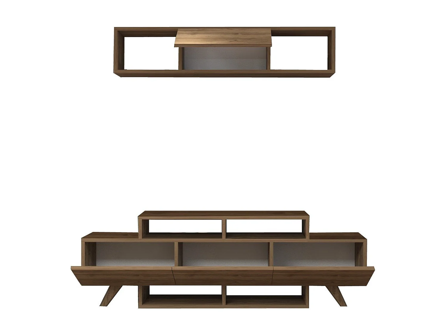 TV-Ständer – 150 cm x 49 cm x 31,6 cm – Walnuss – Melaminbeschichtete Spanplatte