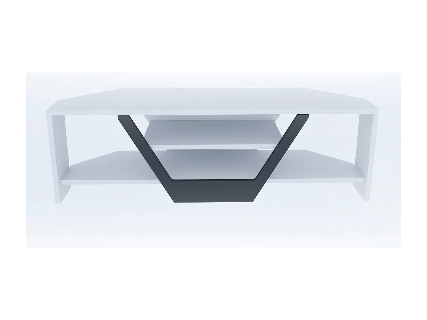 Eleganter TV-Ständer, 120 cm breit, weiß und schwarz, 100 % melaminbeschichtete Spanplatte, 18 mm stark | Modernes Design für Wohn- und Entertainmenträume