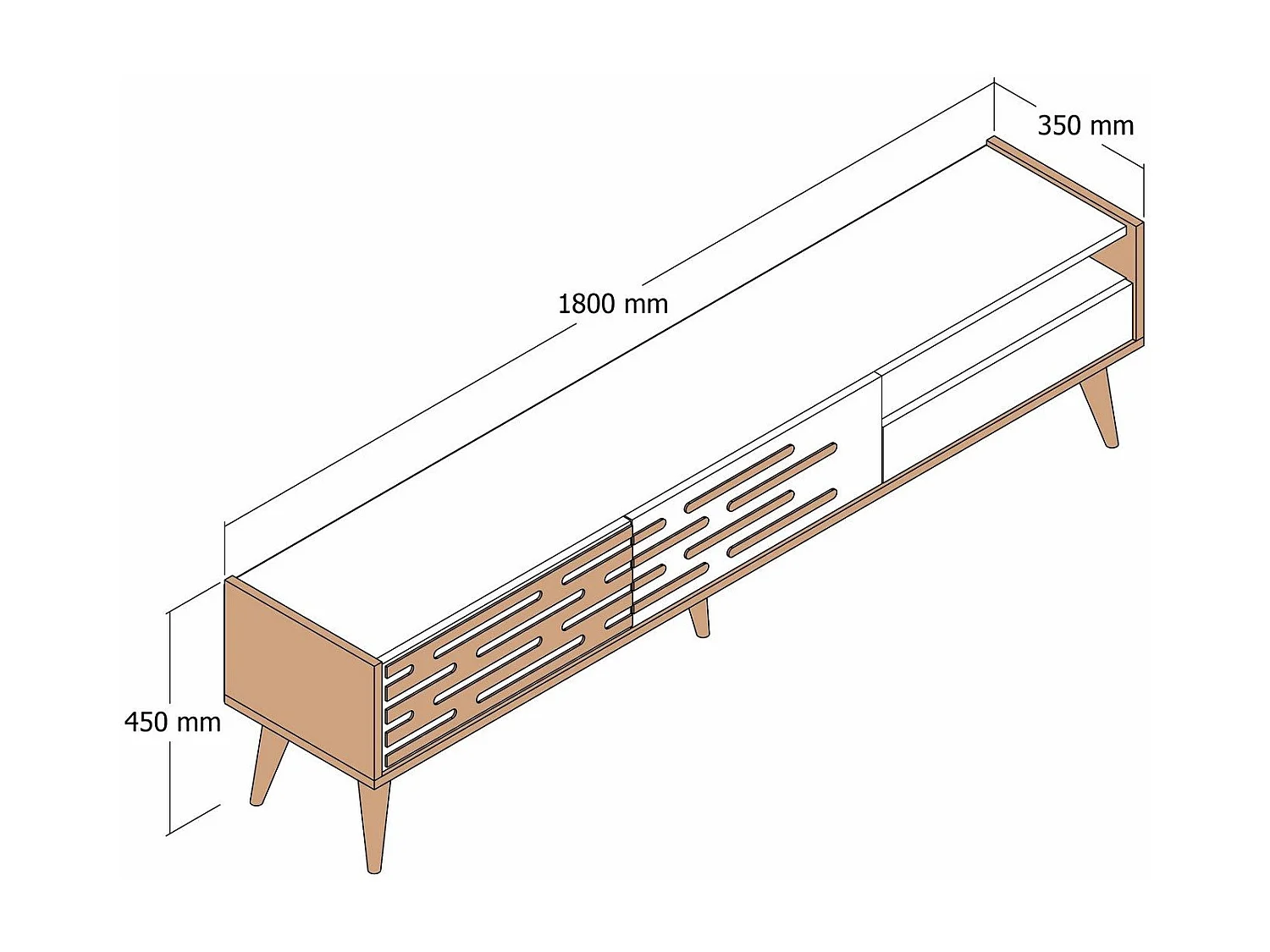 Mueble de TV – 180 cm x 35 cm x 45 cm – Nogal – Tablero de partículas recubierto de melamina