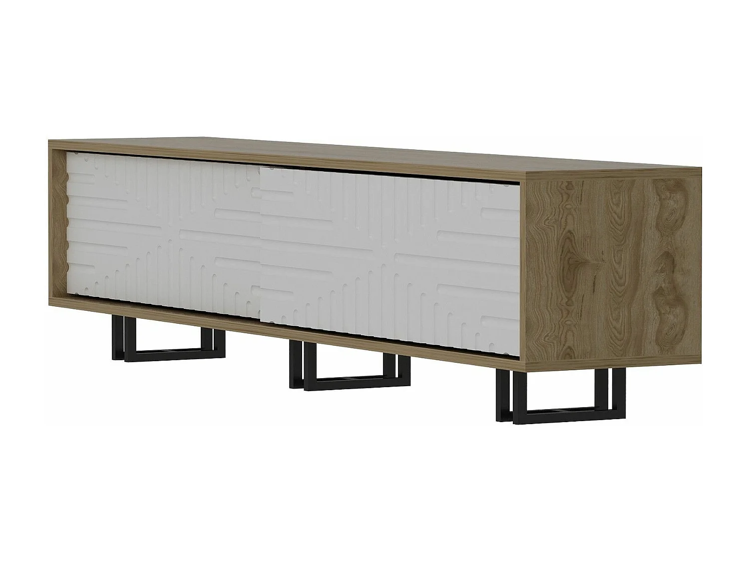 Mesa de tv Kailua 1453, Roble|Blanco, 180x47x35cm