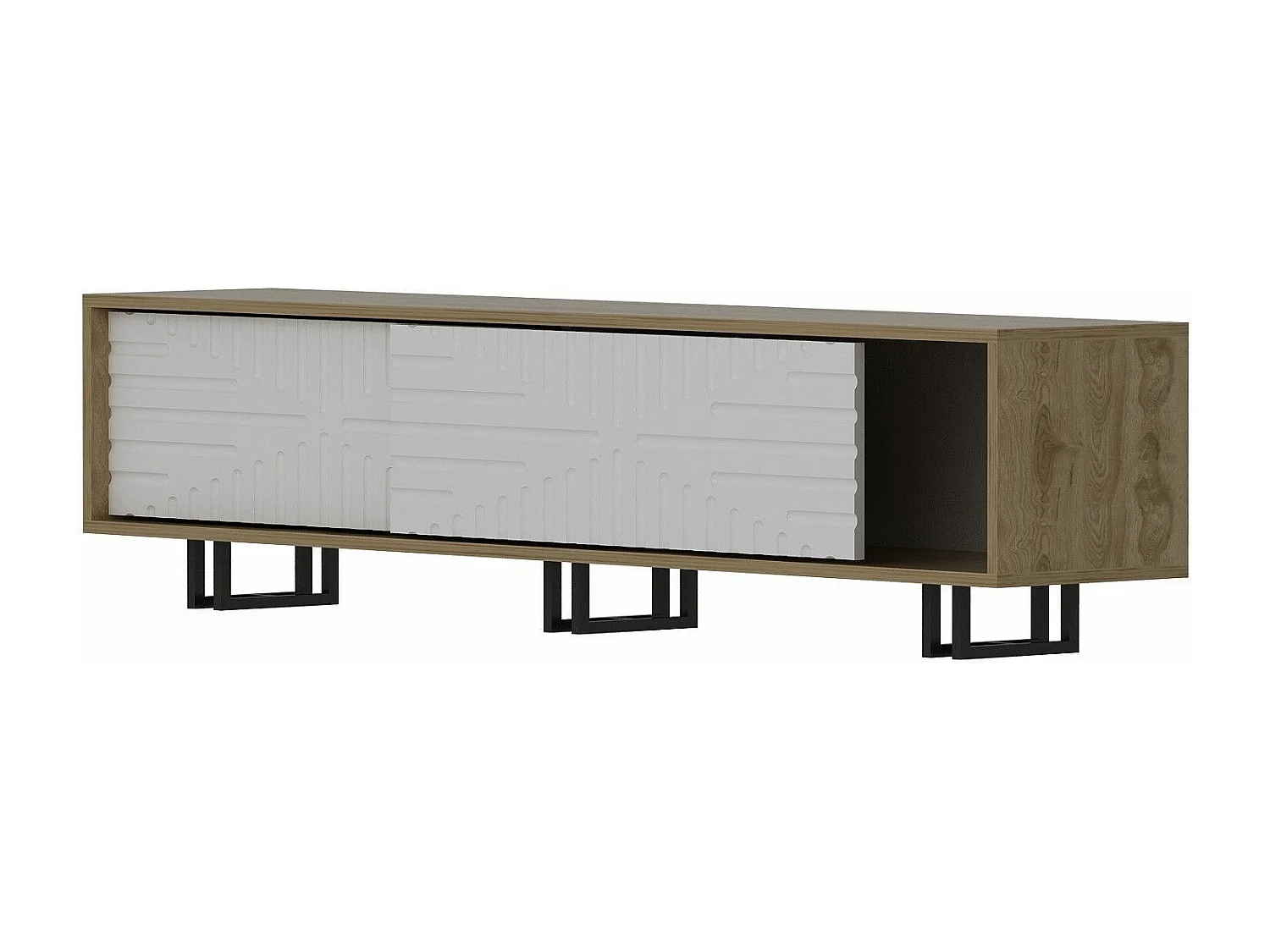 Mesa de tv Kailua 1453, Roble|Blanco, 180x47x35cm