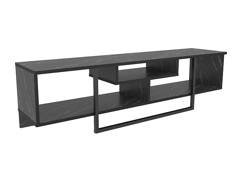 Eleganter schwarzer TV-Ständer, 150 cm breit, 35,2 cm tief, 40 cm hoch | 100 % melaminbeschichtete Spanplatte, 18 mm stark | Perfekt für moderne Wohnzimmer