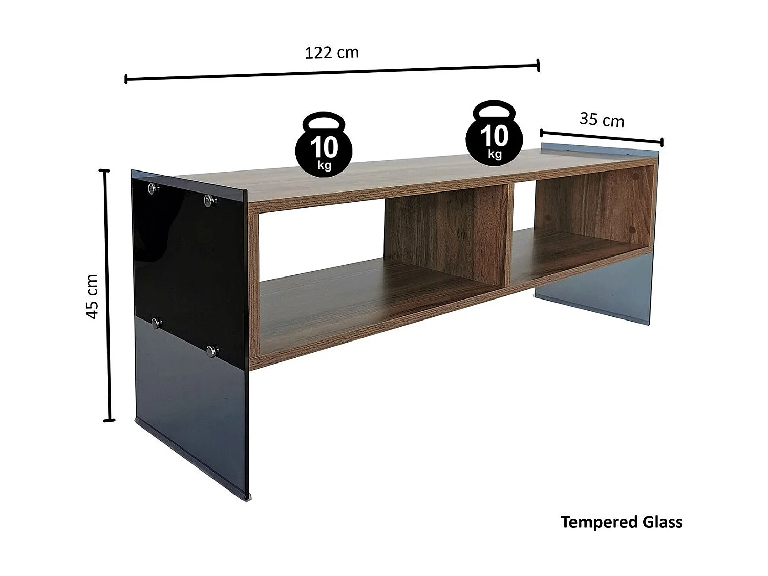 Mesa de tv Kailua 276, Nuez, 122x45x35cm