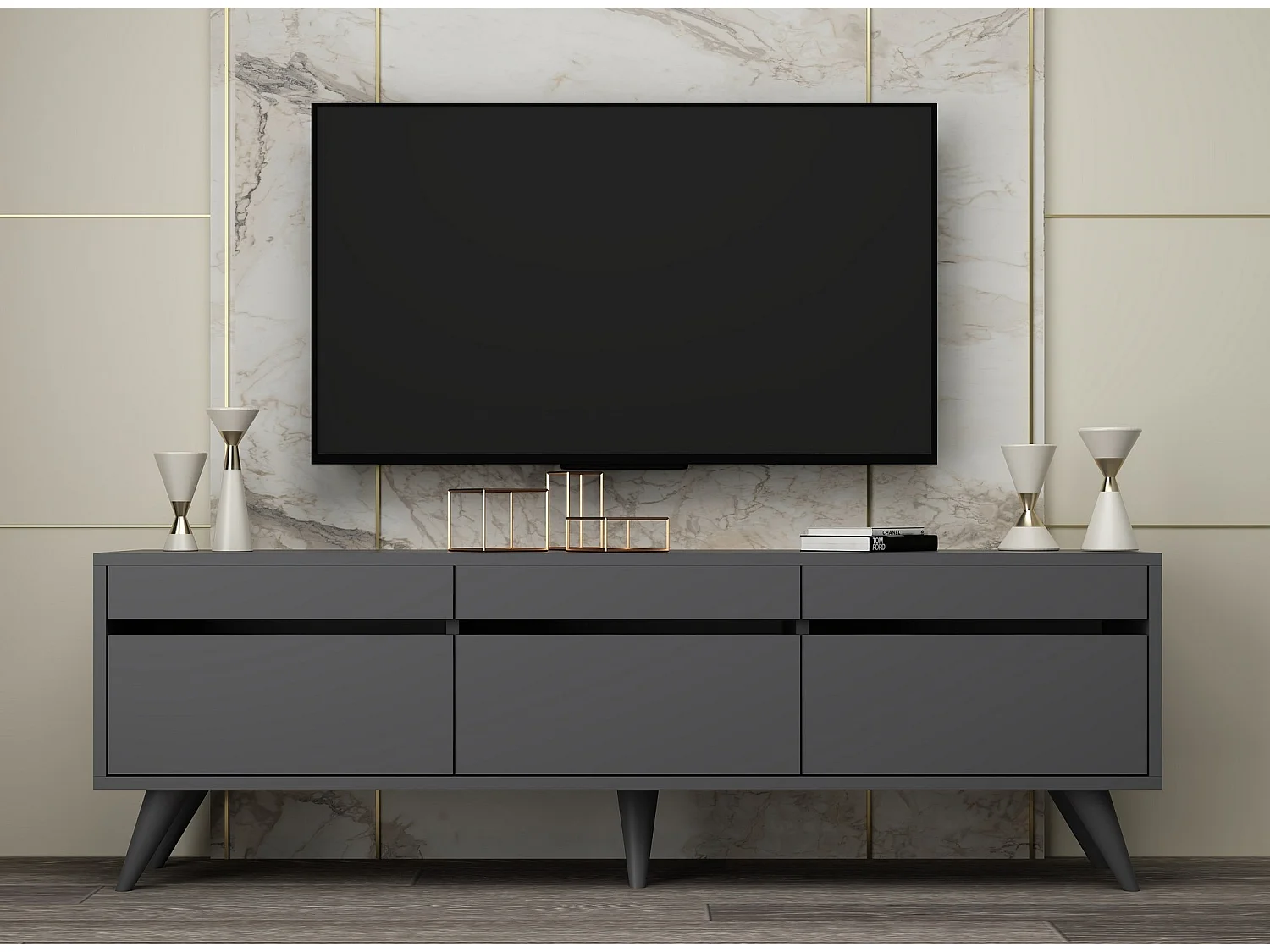 Meuble TV style scandinave Algol 150cm Chêne clair