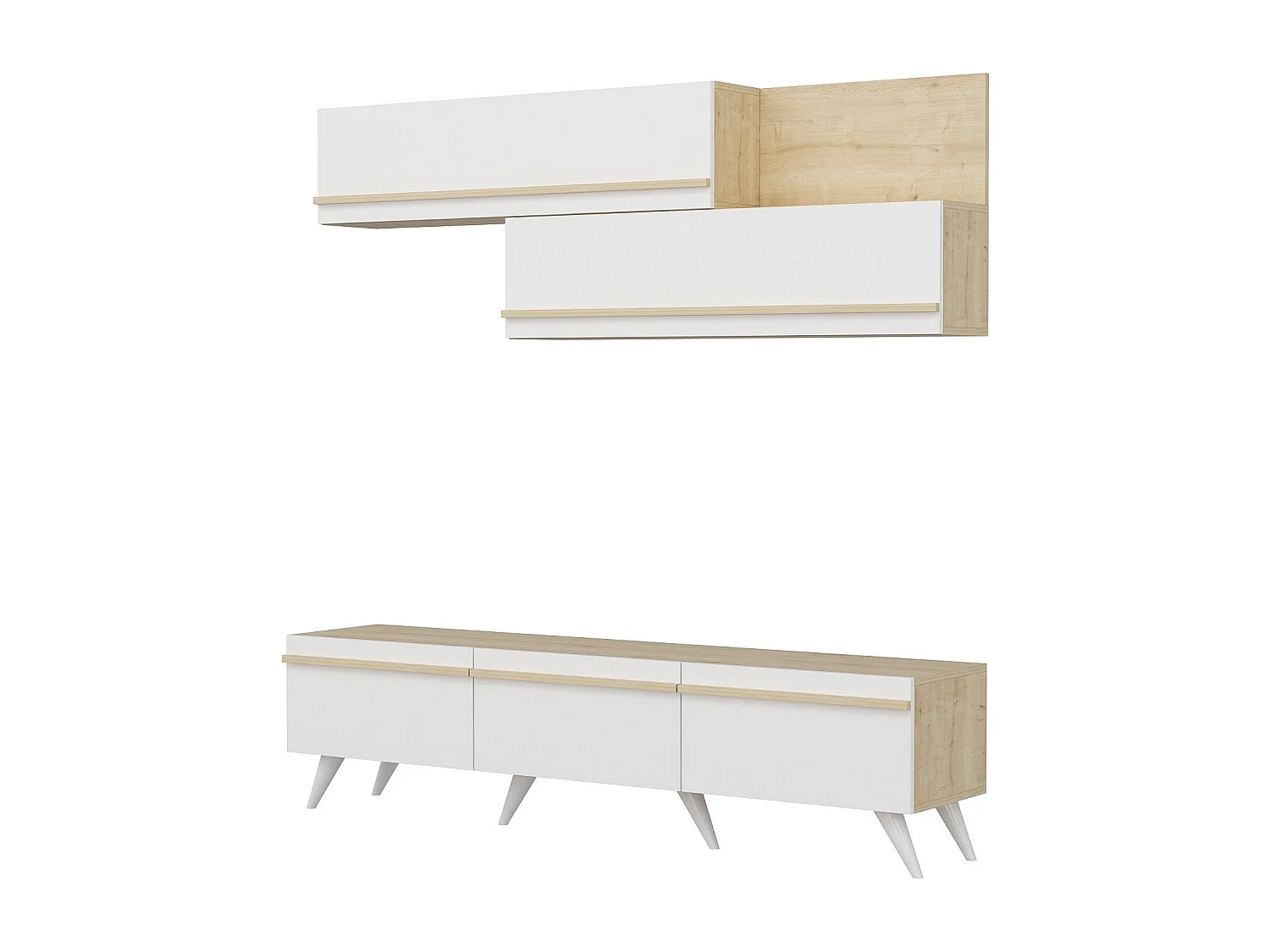 Mueble de TV – 180 cm x 42 cm x 35 cm – Blanco y Zafiro – Tablero de Partículas