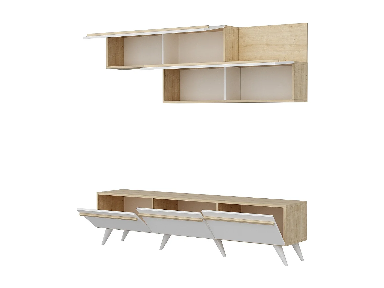 TV-Ständer – 180 cm x 42 cm x 35 cm – Weiß und Saphir – Spanplatte