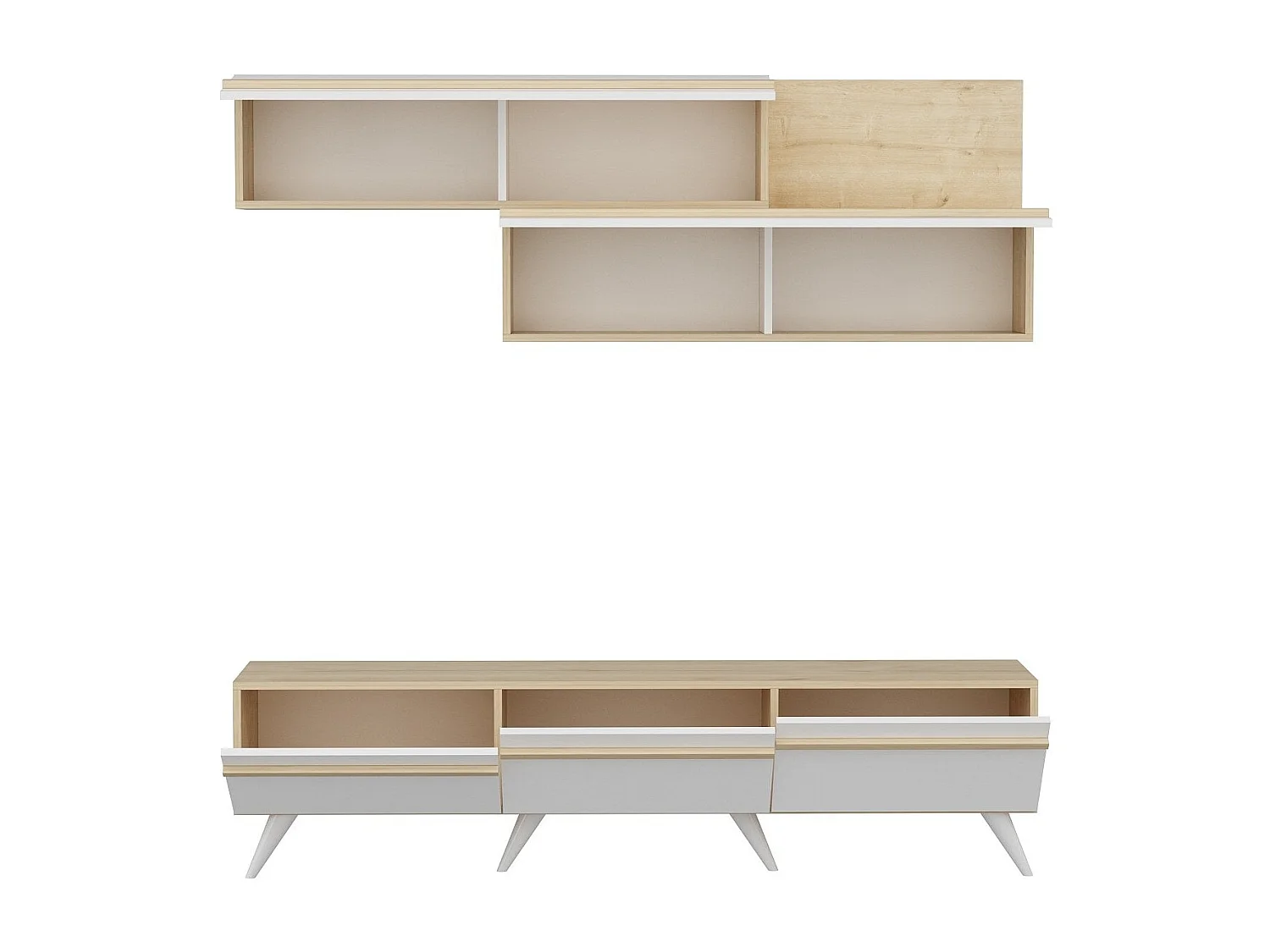 TV-Ständer – 180 cm x 42 cm x 35 cm – Weiß und Saphir – Spanplatte