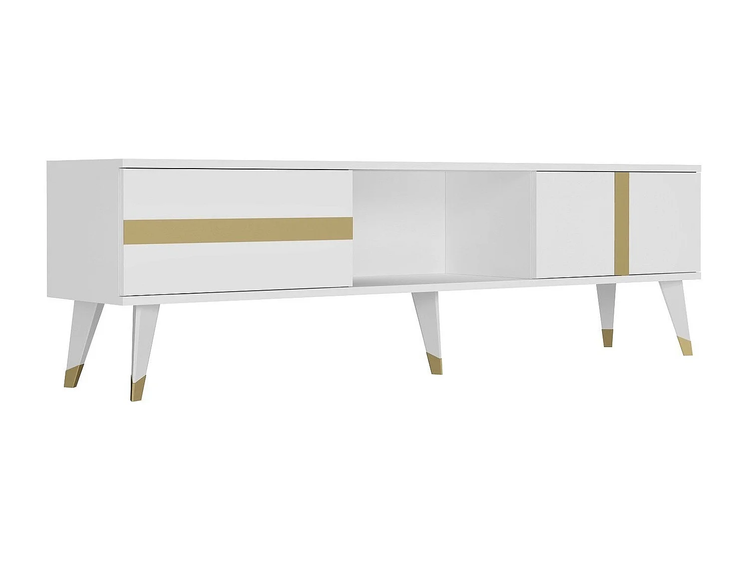 TV-standaard – 150 cm x 29,6 cm x 50 cm – Wit en goud – Melamine