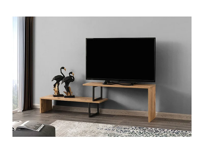 Meuble TV design industriel Ovit - L. 120 x H. 45 cm - Marron