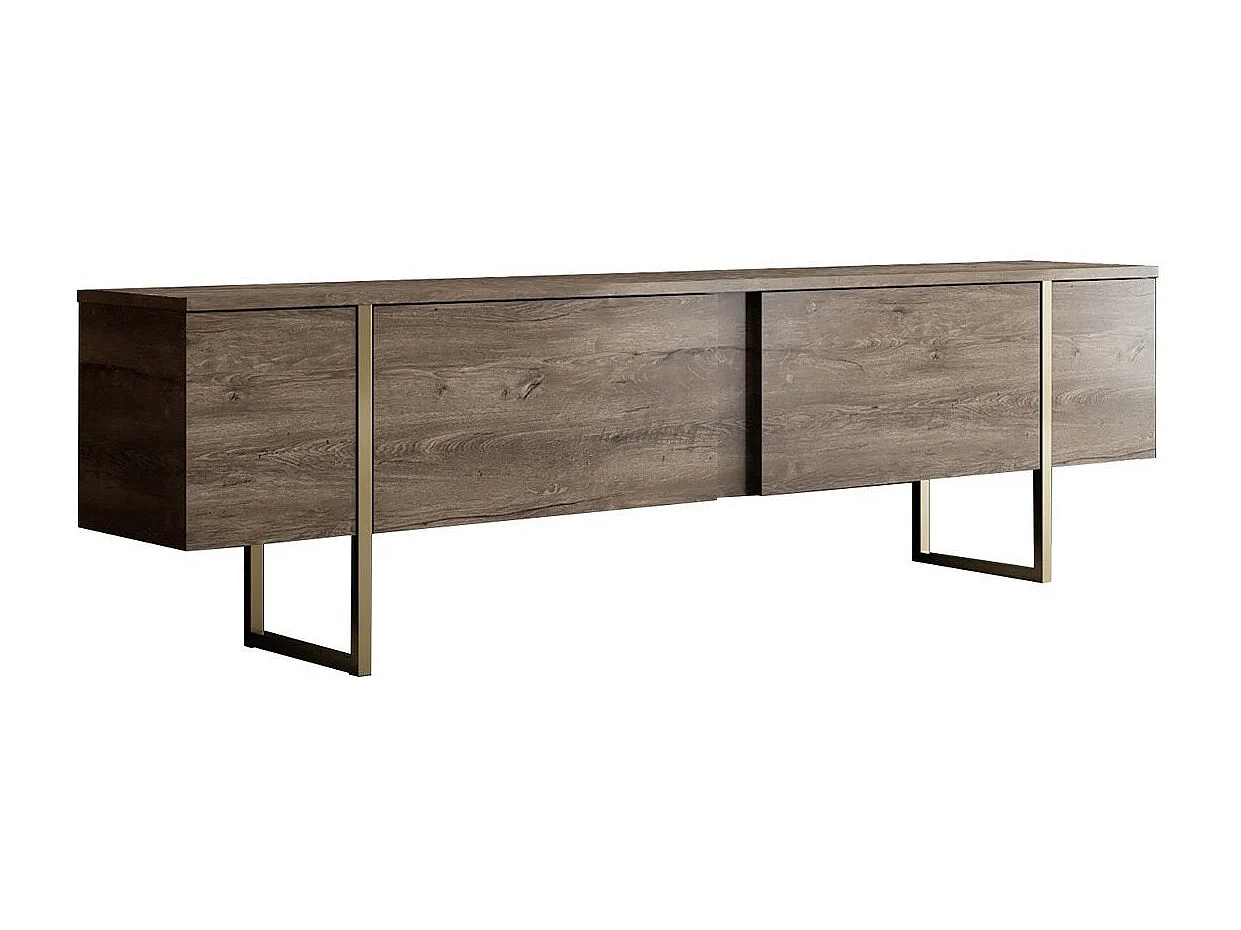 TV-meubel – 180 x 30 x 50 cm – Walnoot en goud – Metaal