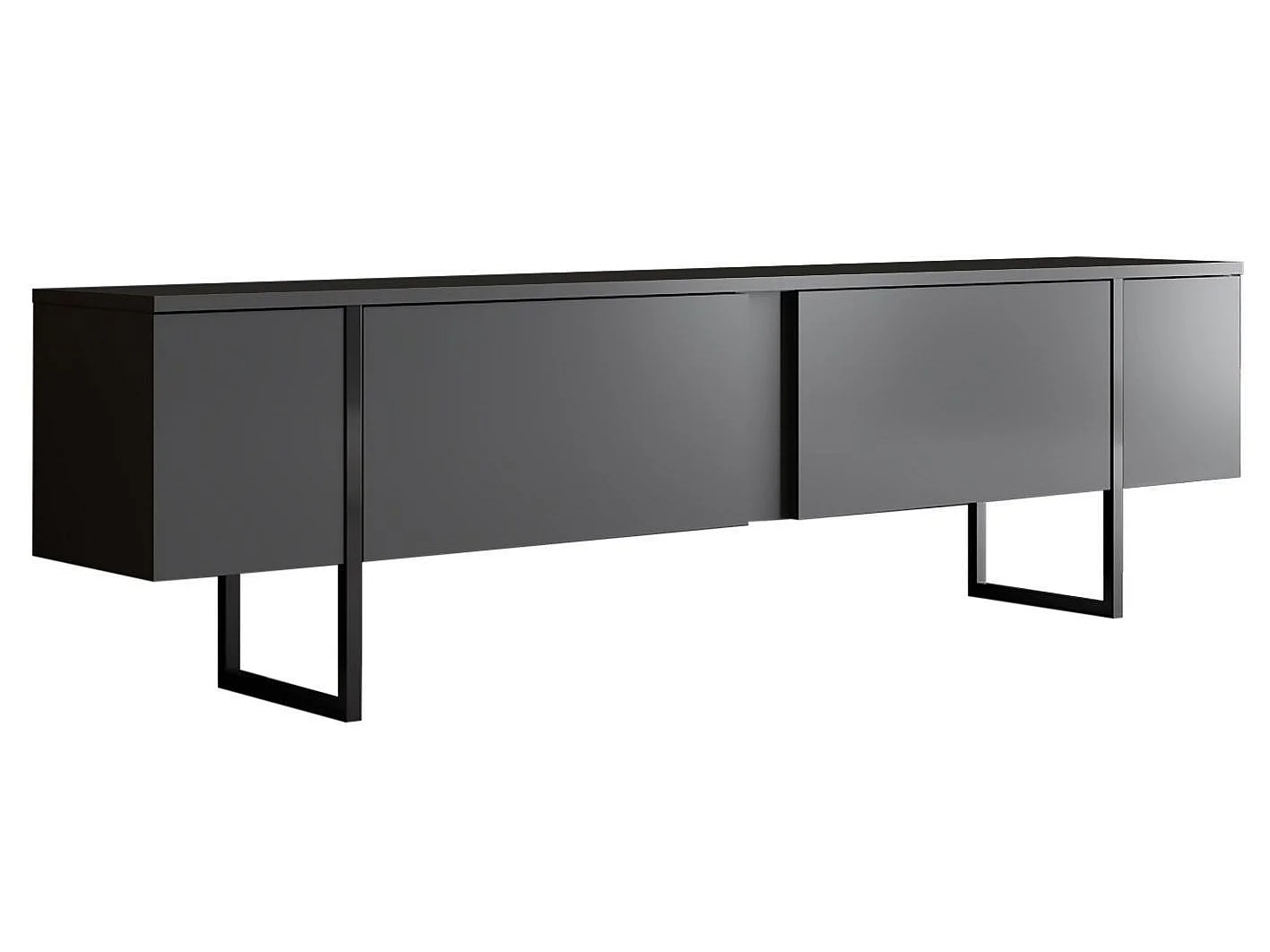 Modern Scandinavian TV Stand - Walnut and Gold - 180 x 30 x 50 cm - Metal Legs