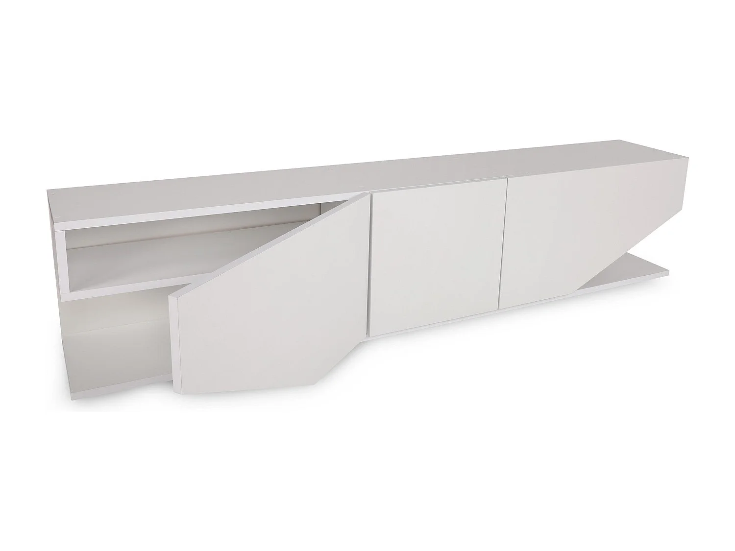 Móvel de TV moderno – 180 cm – branco – aglomerado revestido em melamina